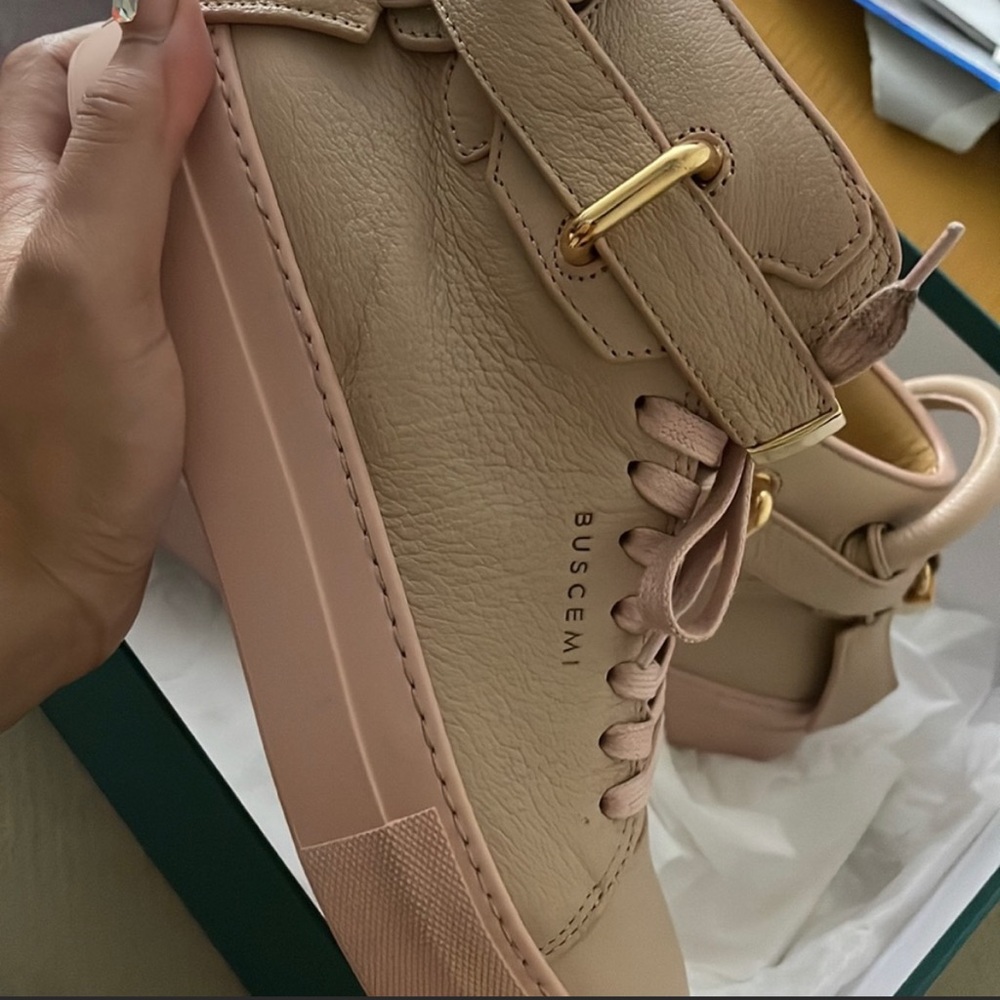 Womens BUSCEMI high-top 100MM sneaker in beige & pink size 38 - Picture 10 of 11